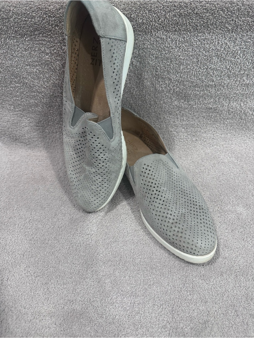 Naturalized Light Gray Perforated Slip-On Women's Sneakers